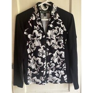Lauren Ralph Lauren Active Womens Track Golf Running Jacket Black Floral Small